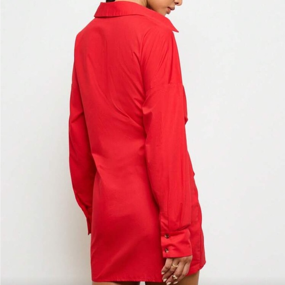 Red Button-Up Mini Dress - Picture 4 of 4